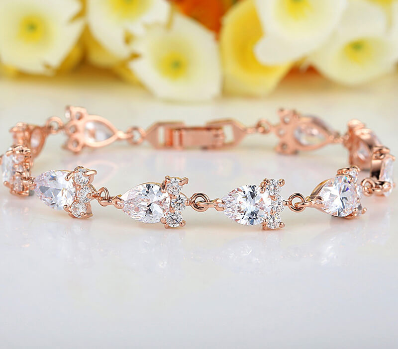 Nutsima 7 Colors Rose Gold Color Chain Link Bracelet For Women Ladies Shining Aaa Cubic Zircon Crystal Jewelry Gift