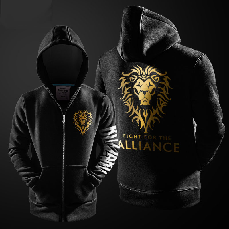 Cool WOW Alliance Hoodie Black World Of Warcraft Clothing For Him ...