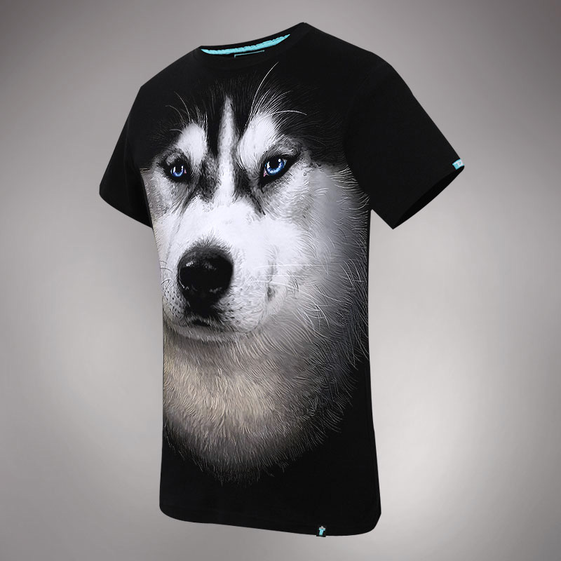 Lovely 3D Animal Dog Black T-shirts For Men