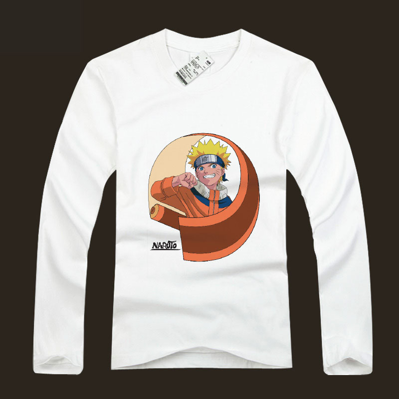 白のうずまきナルト デザイン T シャツ Naruto ナルト 長袖 T シャツの男の子のため Wishining