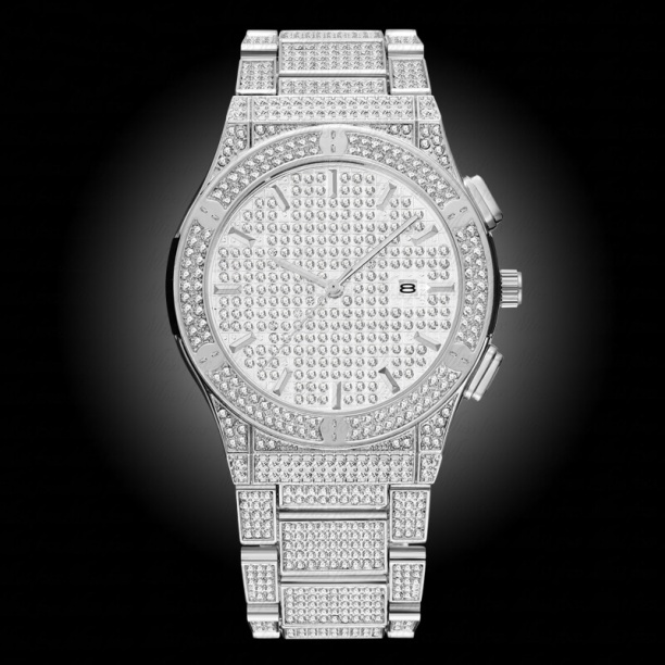 Classic Watch Men Carbon Fiber Fashion Steel HQ CZ Stone Geneva Wrist Watch