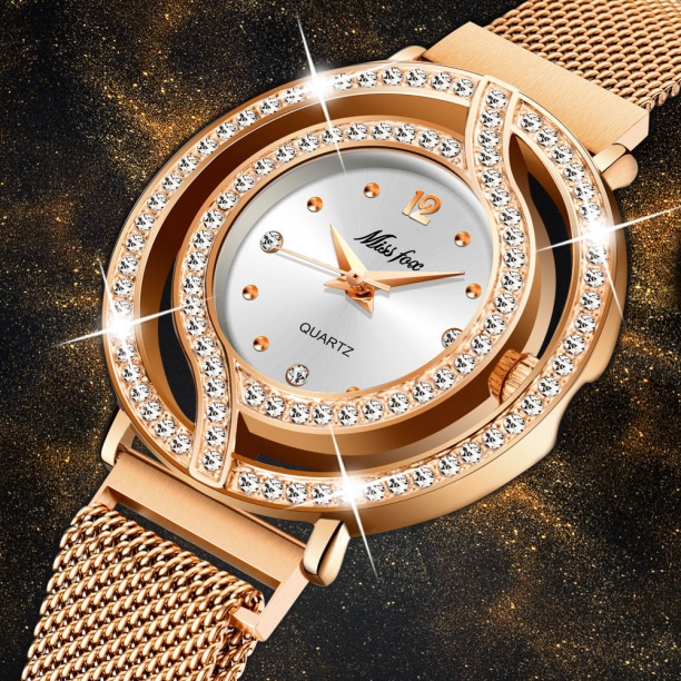 Rose Gold Steel Strap Magnetic Mesh Band Casual Luxury Women Quartz Waterproof Bracelet Women Watches