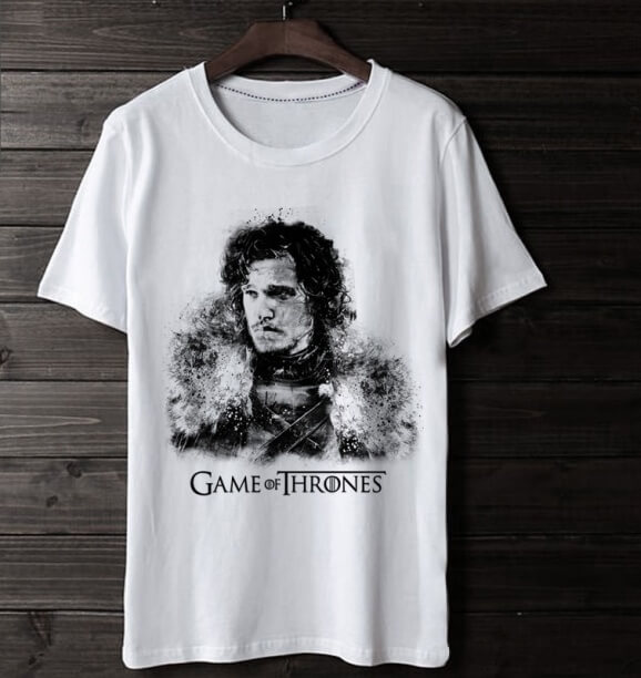 Thrones Oyunu Stark Jon Snow Tee Erkek beyaz Tişört