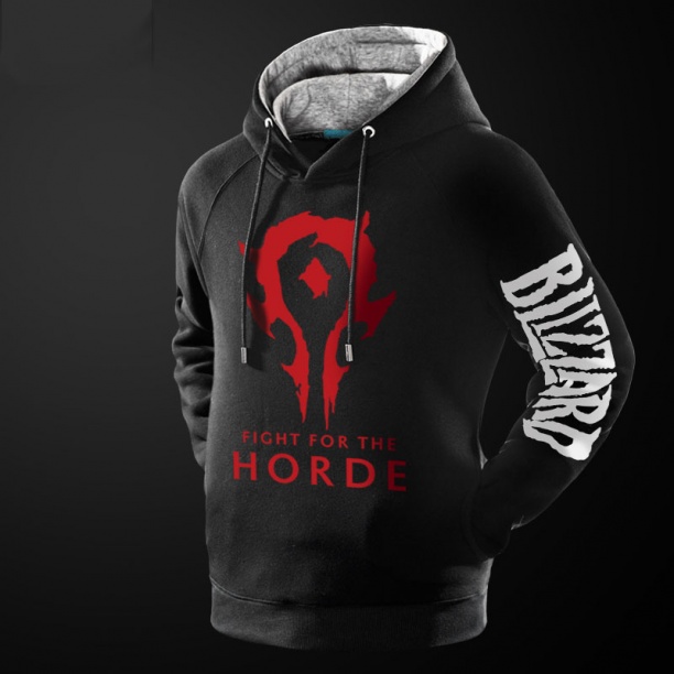 World Of Warcraft Horde Hoodie WOW Black Pullover Sweatshirt for Men