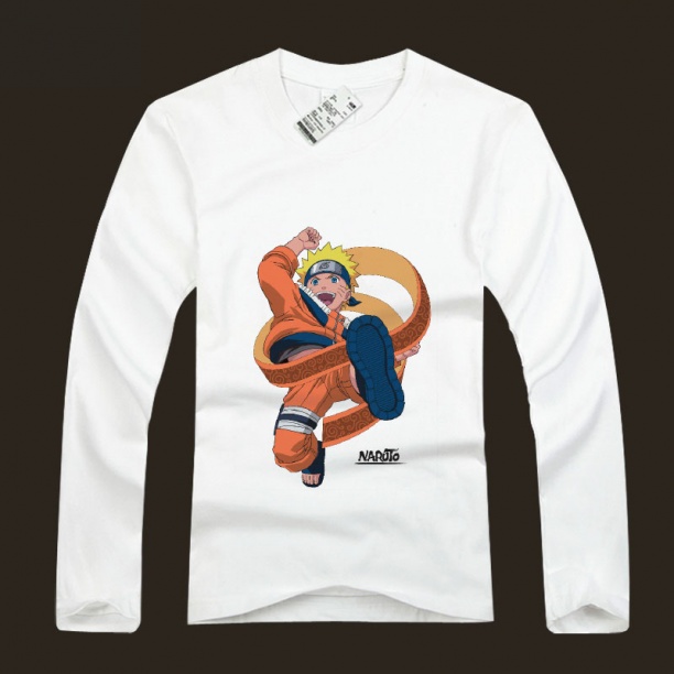 Uzumaki Naruto Shirts Long Sleeve White Mens T-shirts