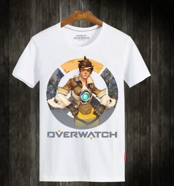 Overwatch Tracer Unisex White Plus Size T-Shirt 