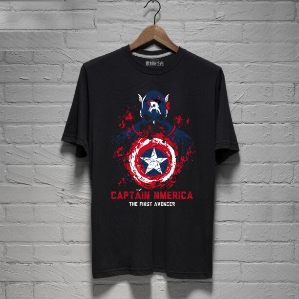 Cool Design Black Marvel Captain America T-Shirts Mens