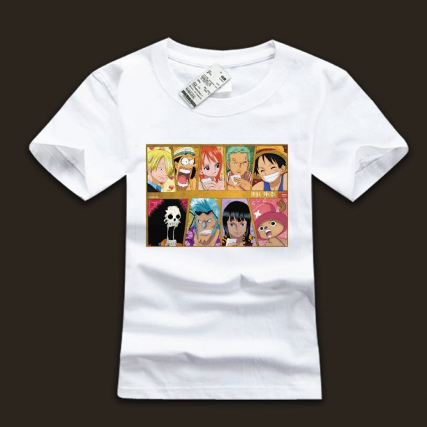 One Piece Luffy Family Meber White Black T-shirs For Boys