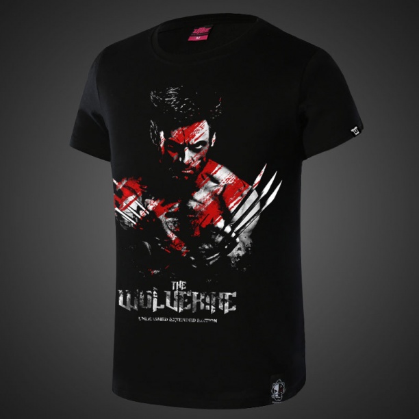 Marvel Superhero Logan Wolverine koszulka trykotowa Tshirt Mens Black Tee