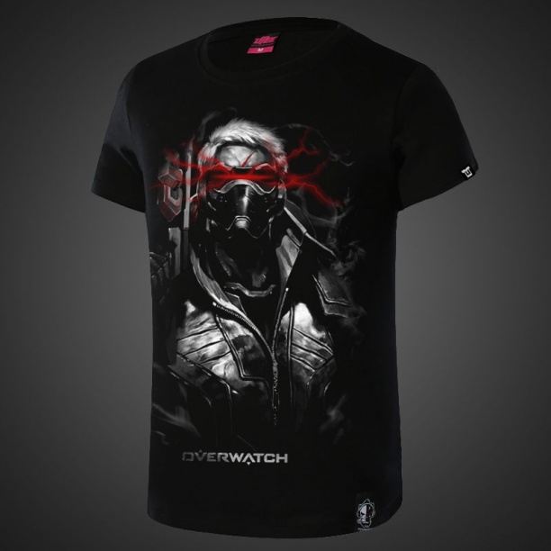Darkness Overwatch Soldier 76 Tişört Erkekler Siyahı Tee Shirt
