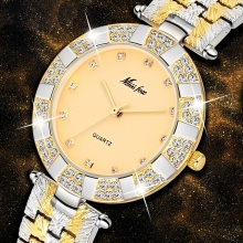 Ladies Watch Fashion Minimalist Two Tone York Women's Stainless Steel Strap Wristwatch