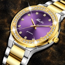 Women Quartz Watches Purple Dial Beaute Wrist Ladies Watch Waterproof Female Wristwatch 