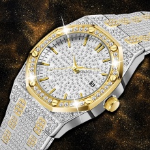 Luxury Woman Watch Fashion Ice Out Diamond Bussiness Ladies Wristwatch Stainless Steel Clasp Trends