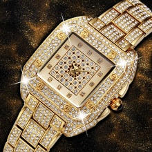 Women Rectangular Watch Classic Elegent Diamond Iced Out Waterproof Female Watches Present