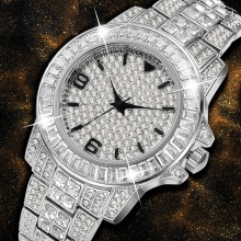 Arabic Numerals Men's Watches Luxury Silver Iced Out Big Diamond Classic Male Watch Hot
