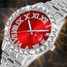 Men Watches Color Diamond Luxury Gold Stainless Steel Quartz Watch Men Chronograph