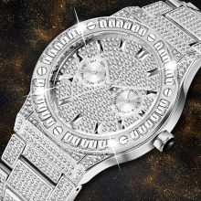 Fashion Silver Mens Watches Stainless Steel Luxury Chronograph Quartz Watch Men