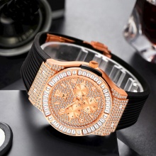 Rose Gold Luxury Men's Watch Rubber Strap Clock Watches Men Quartz Casual Wrist Watch