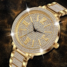 Japanese Quartz Movement Full Diamond Watch Female Large Dial Arabic Numeral Watches