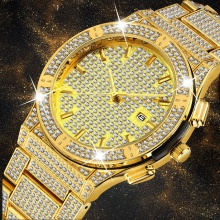 Role Watch Men Gold Men's Wristwatch Clock Carbon Fiber Calendar Iced Out Classic Quartz Watch
