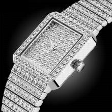 37mm Silver Square Watch Women Bling Bling Lady Watch Elegant Dating Match Quartz Wristwatches