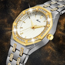 18K Gold Ladies Wrist Watch Women Quartz Classic Analog Diamond Jewelry Hand Watch