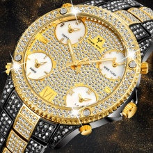 51MM Oversized Big Dial Luxury Watch Men Diamond Accented Case With 5 Quartz Movt Analog