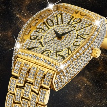 Unique Tonneau Big Diamond Roman Numerber Men's Quartz Wristwatches