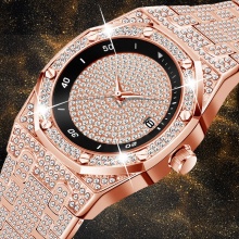 Men Watch Full Diamond Watch Iced Out Quartz Wristwatch Mens Clock
