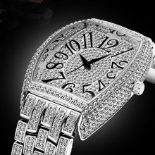 Arabic Numerals Mens Watches Luxury Silver Diamond With Male Iced Out Chronograph Clock Watch