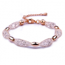 Popular 18K Gold Plated Chain Link Bracelets Bezel Setting Cubic Zircon Crystal Wedding Engagement Anniversary Jewelry Gift