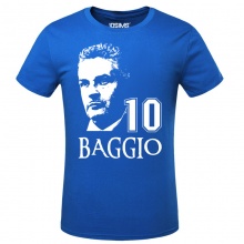 Italy Football Star Baggio Blue Short Sleeve Tshirts