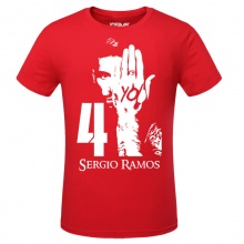 Spain Soccer Star Sergio Ramos Red Tshirts