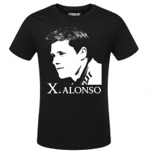Black Alonso Spain Soccer Play Tee Shirts For Man