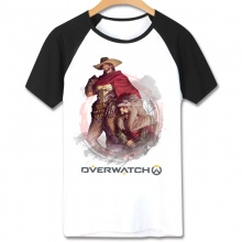 Overwatch Hero Mccree T-Shirts Short Sleeve Cotton White Tees