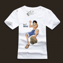 White One Piece Monkey D. Luffy T Shirts With Plus Size