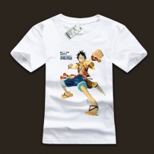 One Piece Luffy White Cotton Tshirs For Mens