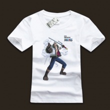 One Piece Smoker White Cotton T-shirts For Man