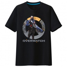 Overwatch żołnierza 76 Koszulki Mężczyźni czarny T shirt
