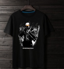 Overwatch Soldier 76 T-shirts Mens black Tee Shirt