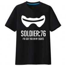 Gözetleme asker 76 Tees için erkekler siyah T-shirt