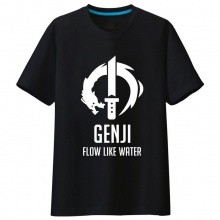 Overwatch Genji koszulki męskie Czarna Koszula
