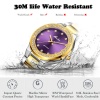 Femmes Quartz Montres Purple Dial Beaute Poignet Dames Montre Étanche Femme Montre-Bracelet 