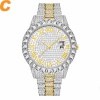 Chronograph Mens Watches Luxury Black Quartz Clock Waterproof Full Big Diamond Dial Watch Men