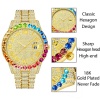 Luxury Iced Out Rainbow Quartz Watch Men Waterproof Golden Male Wristwatch