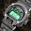 Black Electronic Watch Calendar Stainless Steel Waterproof Digital Men Wrist Watches