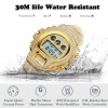 Black Electronic Watch Calendar Stainless Steel Waterproof Digital Men Wrist Watches