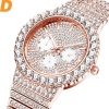 Rose Gold Ice Out Montres Hommes Luxe Imperméable à l’Eau Analogique Date Montre-Bracelet Sport Chronographe