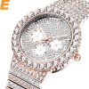 Rose Gold Ice Out Montres Hommes Luxe Imperméable à l’Eau Analogique Date Montre-Bracelet Sport Chronographe