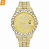 Men's Watch Blue Dial Gold Men Fashion Watches Men Big Diamond Bracelet Luxury Watch Men